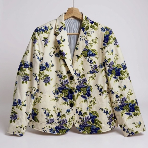 Brooks Brothers Floral Print Three Button Blazer Jacket Size 8